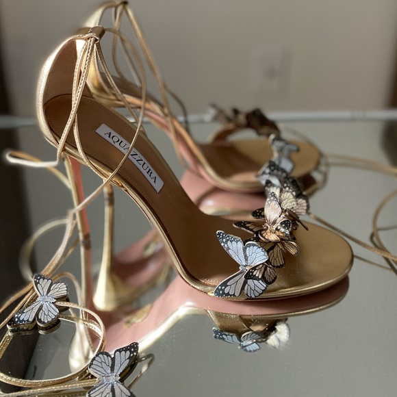Aquazzura Shoes Like New Aquazzura Papillon Sandals 5mm In Gold 385 1395 Poshmark